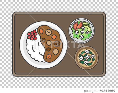 カレーライスの定食のイラスト カレーライスの定食のイラスト 79841669