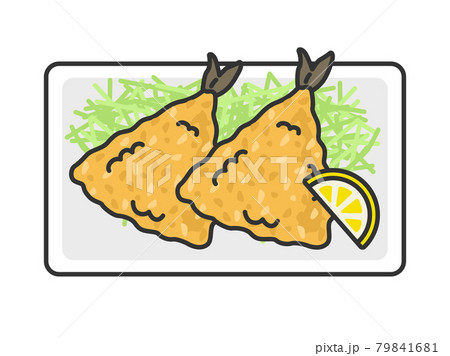 皿に盛られたアジフライのイラストのイラスト素材