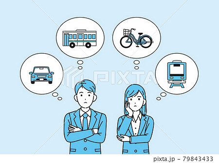 通勤方法を考えるスーツを着た男女 社会人 会社員 交通手段 イラスト素材のイラスト素材 [79843433] - PIXTA