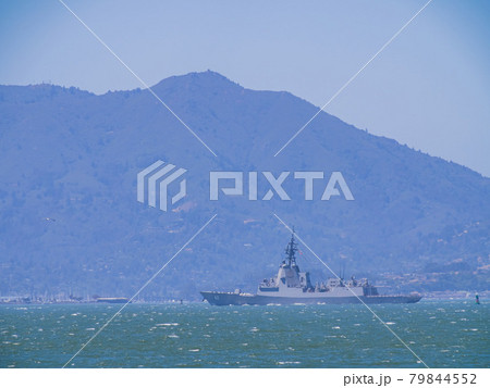 Sunny view of a military ship in San Francisco Bay Sunny view of a military ship in San Francisco Bay 79844552
