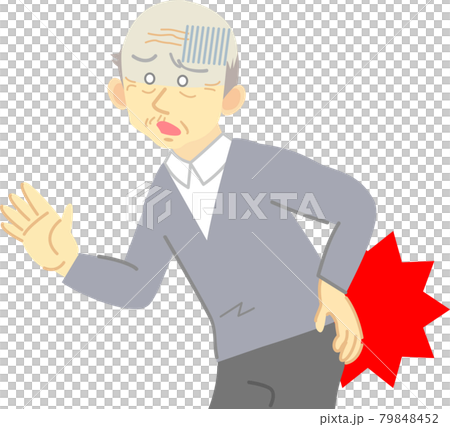 Facial expression series that hurts the lower back due to back pain: For adult men of a wide range of ages Elderly generation Facial expression series that hurts the lower back due to back pain: For adult men of a wide range of ages Elderly generation 79848452