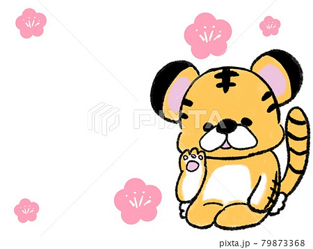 年賀状　かわいいトラ　手描きイラスト 79873368