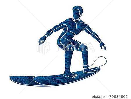 Man Surfer Surfing Sport Action Cartoon Graphic Vector  79884802