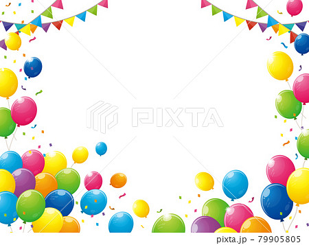 Balloons and confetti on a white background - Stock Illustration [79905805]  - PIXTA