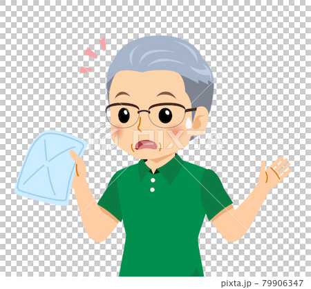 半袖を着た白髪の男性 79906347