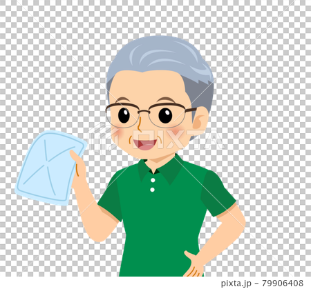 半袖を着た白髪の男性 半袖を着た白髪の男性 79906408