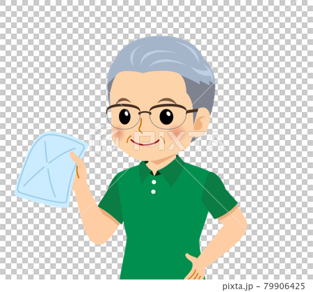 半袖を着た白髪の男性 79906425