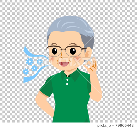 半袖を着た白髪の男性 半袖を着た白髪の男性 79906448
