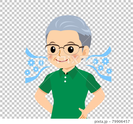 White-haired man in short sleeves 79906457