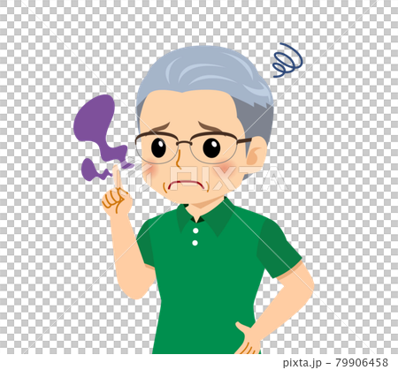 White-haired man in short sleeves 79906458