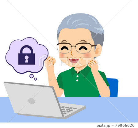 半袖を着た白髪の男性 79906620