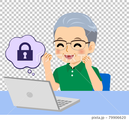 半袖を着た白髪の男性 79906620