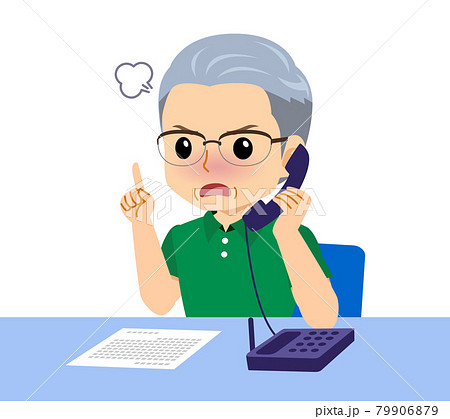 半袖を着た白髪の男性のイラスト素材