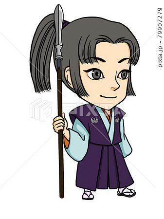 武器を持つ森蘭丸のイラスト素材