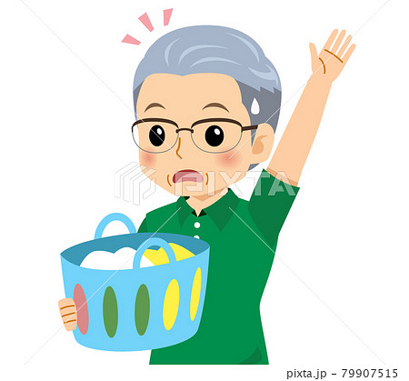 半袖を着た白髪の男性のイラスト素材