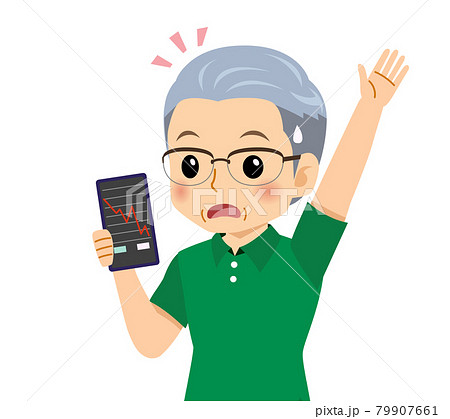 半袖を着た白髪の男性 79907661