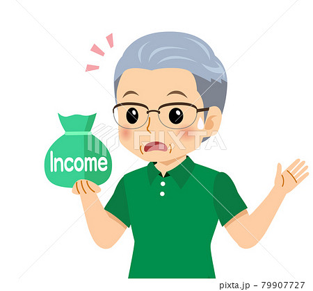 半袖を着た白髪の男性のイラスト素材