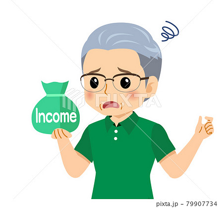 半袖を着た白髪の男性のイラスト素材