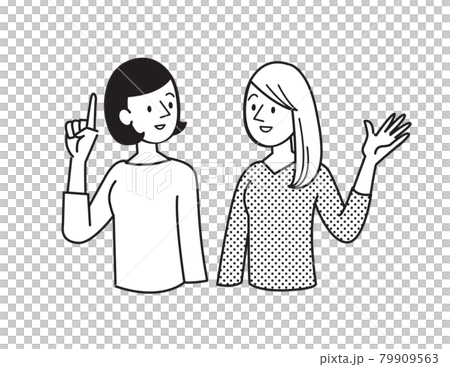 女性　シンプルイラスト 　会話 79909563