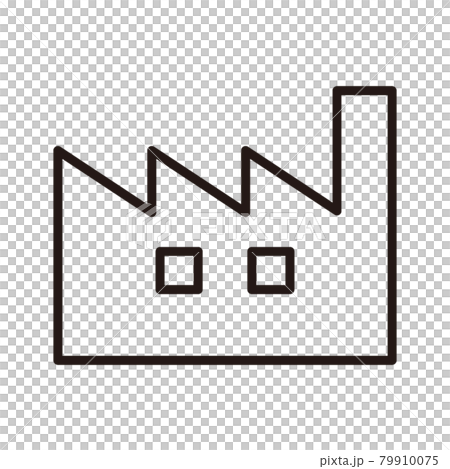 Simple factory black and white thin line icon / white background 79910075