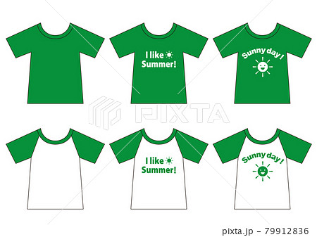 シンプルなTシャツ2Dイラスト_グリーン系 79912836