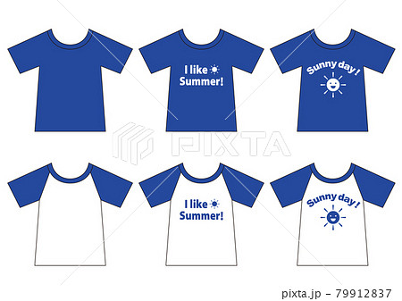 シンプルなTシャツ2Dイラスト_ブルー系 79912837