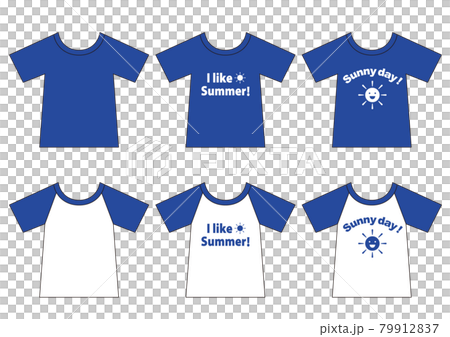 シンプルなTシャツ2Dイラスト_ブルー系 79912837