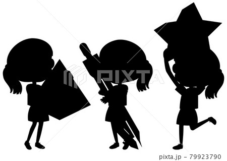 Set of kids silhouette cartoon character Set of kids silhouette cartoon character 79923790
