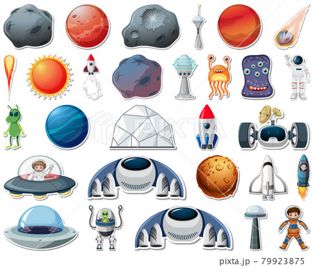 Set of stickers with Solar system objects isolated Set of stickers with Solar system objects isolated 79923875