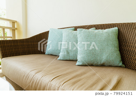pillow decoration on patio chair on balcony 79924151