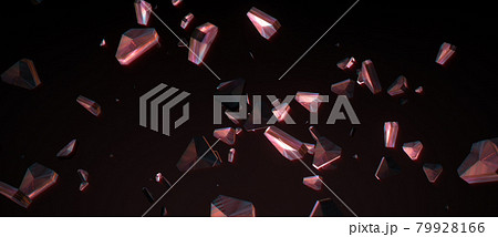 3D rendering of minimal abstract scene with many polygon geometric objects floating on black background. 3D illustration abstract science business technology template for background, web banner. 79928166