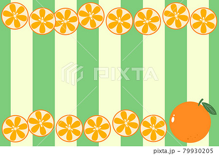 オレンジの背景 長方形 グリーンストライプのイラスト素材