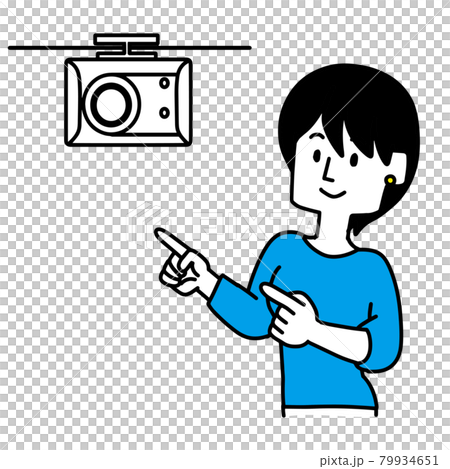 ドライブレコーダーを指差す女性 79934651