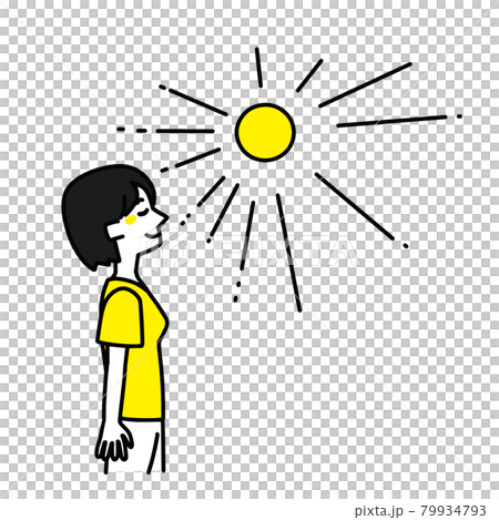 太陽の光を浴びる女性のイラスト素材