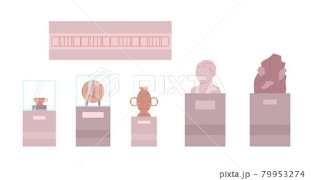 Collection of history archeology museum exhibits, vector illustration isolated. Collection of history archeology museum exhibits, vector illustration isolated. 79953274