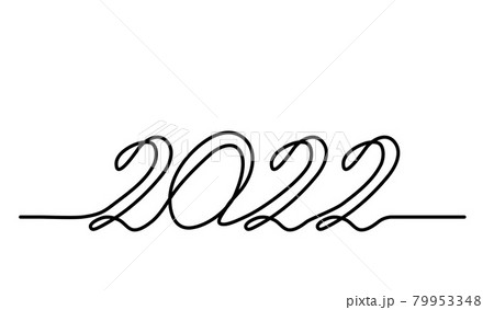 2022 lettering. One continuous line art drawing text 2022 lettering. One continuous line art drawing text 79953348