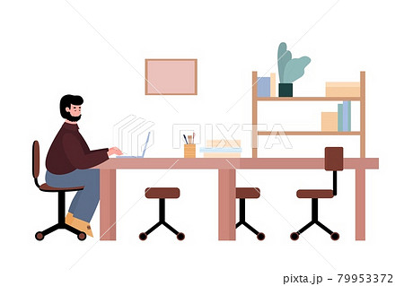 Businessman communicates via online conference flat vector illustration isolated. Businessman communicates via online conference flat vector illustration isolated. 79953372