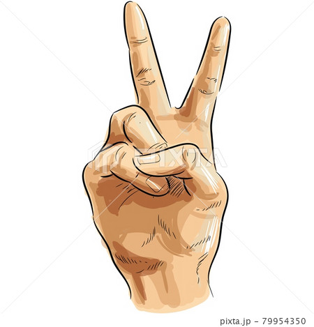 Victory hand sign vector pop art illustration...のイラスト素材 ...