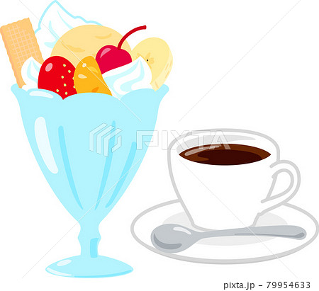 喫茶店のパフェとコーヒー 79954633