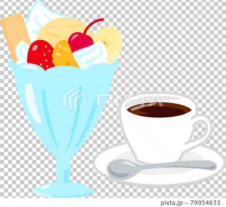 喫茶店のパフェとコーヒー 79954633