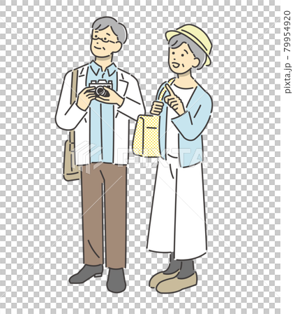 旅行をするシニア夫婦のベクターイラスト素材 夫婦 旅行のイラスト素材