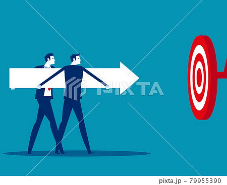 Business team catch an arrow to hit the target 79955390