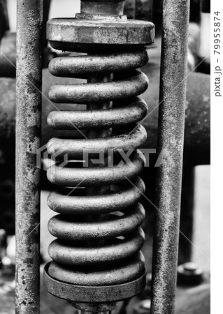 coil spring in one guide, black and white coil spring in one guide, black and white 79955874