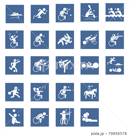 para sports pictogram Blue square frame set 79956578