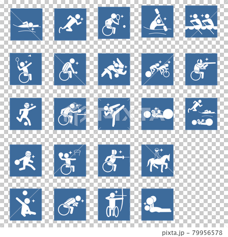 para sports pictogram Blue square frame set 79956578