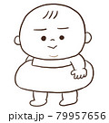 浮き輪をした赤ちゃんの線画 79957656