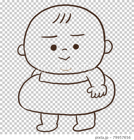 Line drawing of a baby with a float 79957656