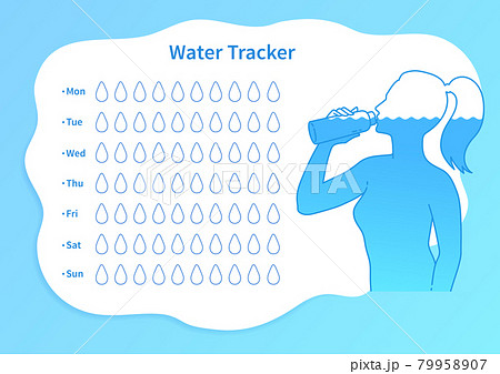 Water tracker template with female silhouette 79958907