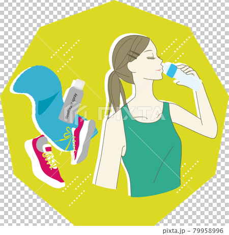トレーニング中に水分補給をしている女性のイラスト 79958996