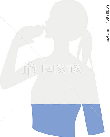 水分補給をしている女性のシルエットのイラスト 79958998